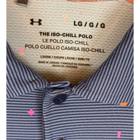 Under Armour Golf Polo, THE ISO-CHILL POLO, Navy, Geometric Shapes, Size Large - Picture 5 of 7
